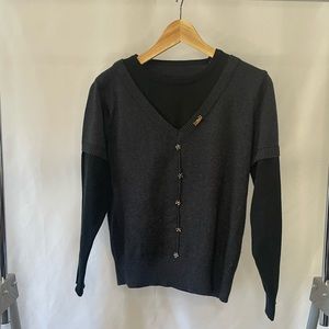 Gucci Black V-Neck Layered Knit Sweater